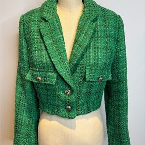 Aqua Emerald Tweed Blazer